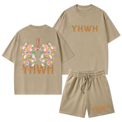 YHWH Every Breath Speaks His Name Christian Washed T-Shirt & Shorts