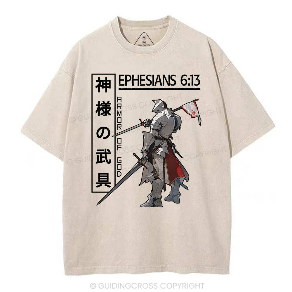 Armor Of God Anime Christian Washed T-Shirt Sale - GuidingCross