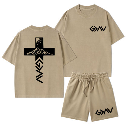 God Is Greater Than The Highs And Lows Christian Washed T-Shirt & Shorts