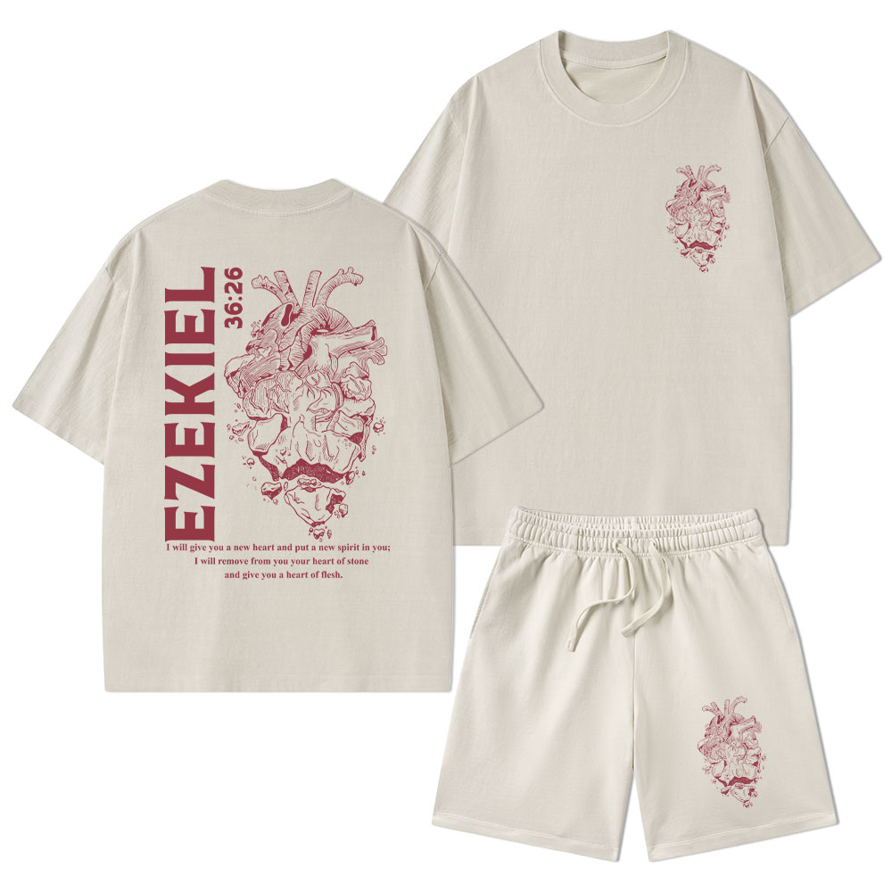 I Will Give You A New Heart And Put A New Spirit Christian Washed T-Shirt & Shorts