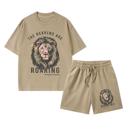 The Heavens Are Roaring Christian Washed T-Shirt & Shorts