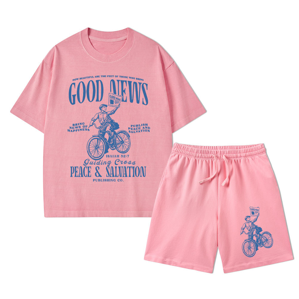 Good News Christian Washed T-Shirt & Shorts