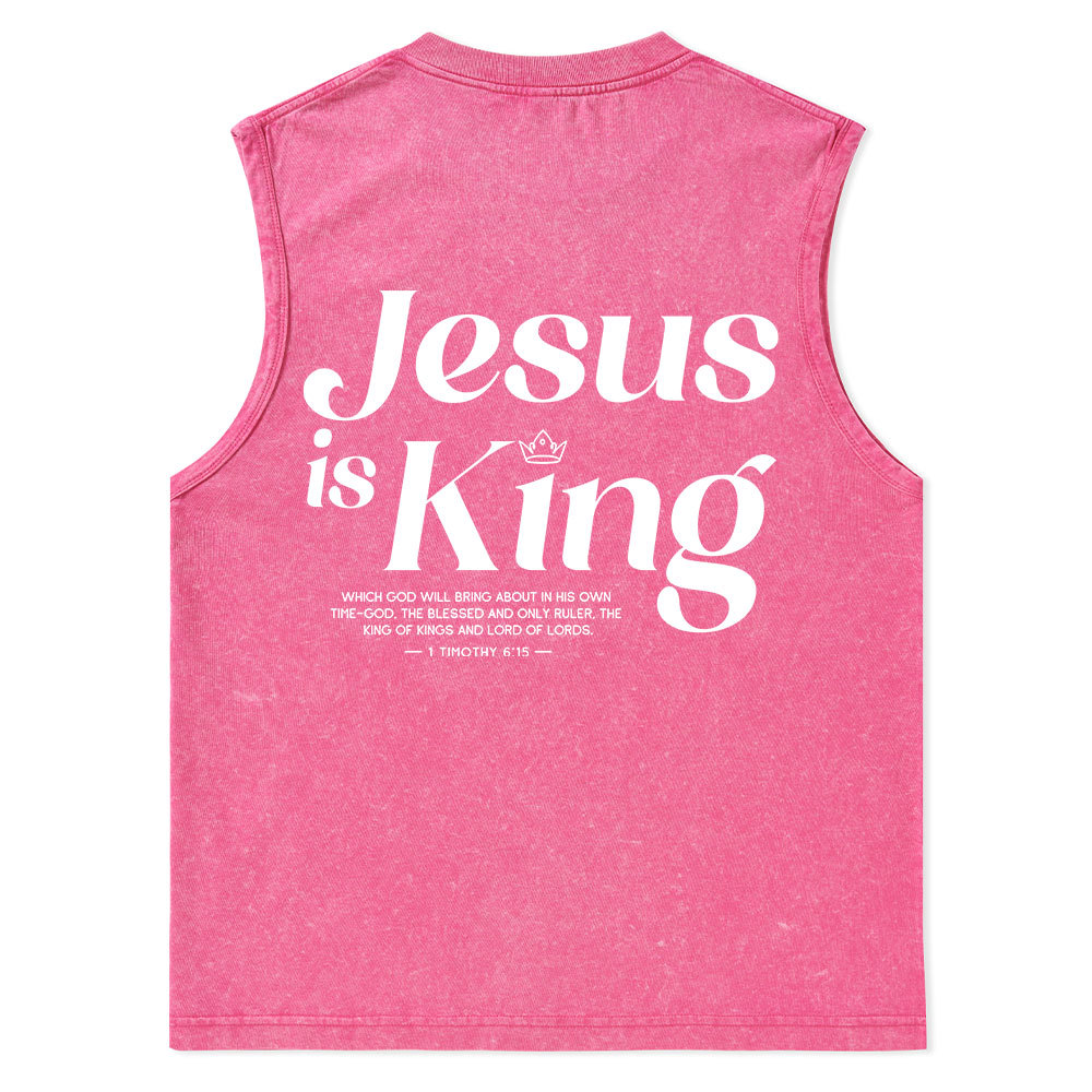 Jesus Is King Christian Washed sleeveless Tee