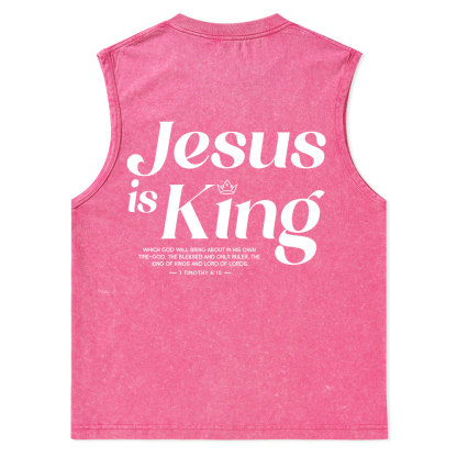 Jesus Is King Christian Washed sleeveless Tee