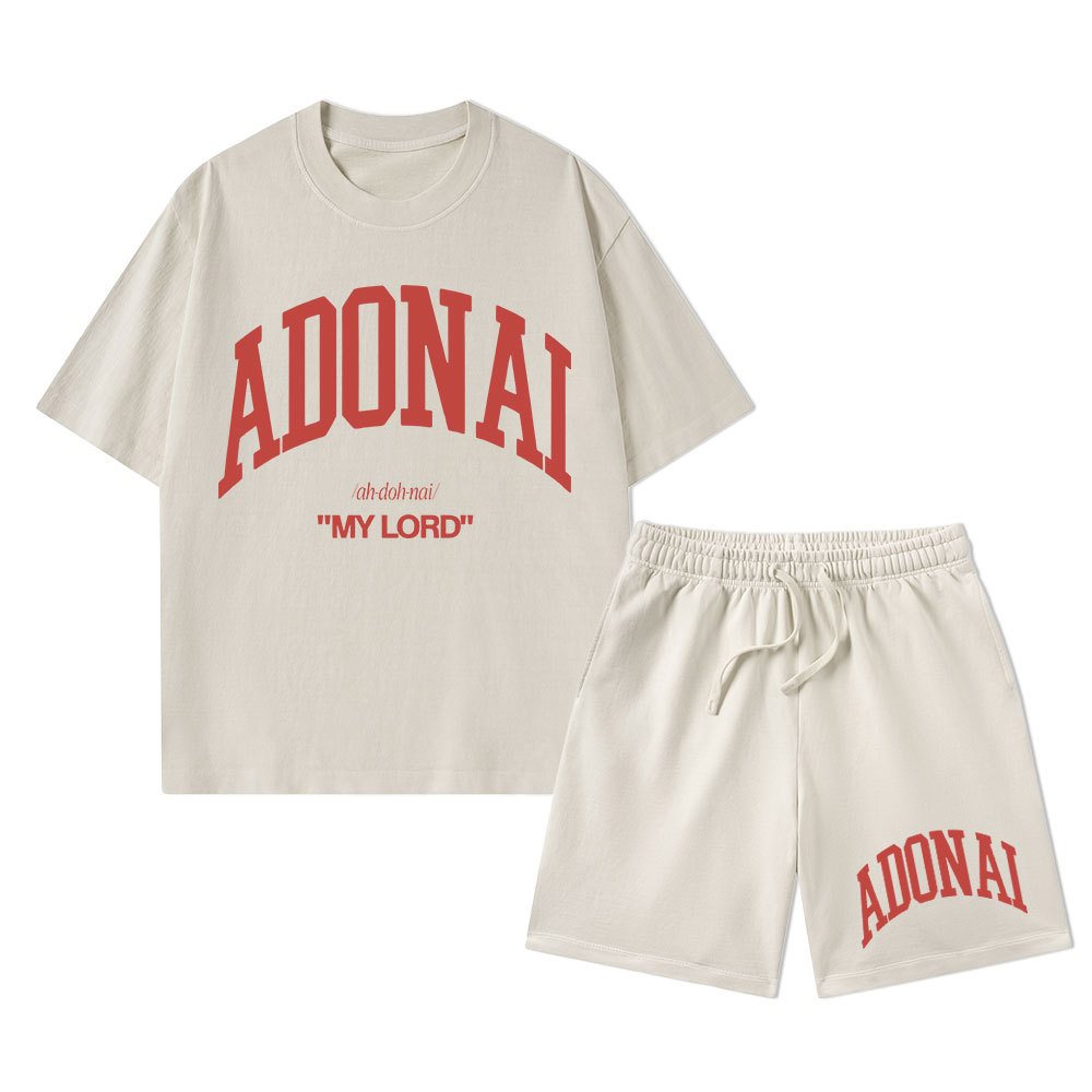 ADONAI My Lord Christian Washed T-Shirt & Shorts