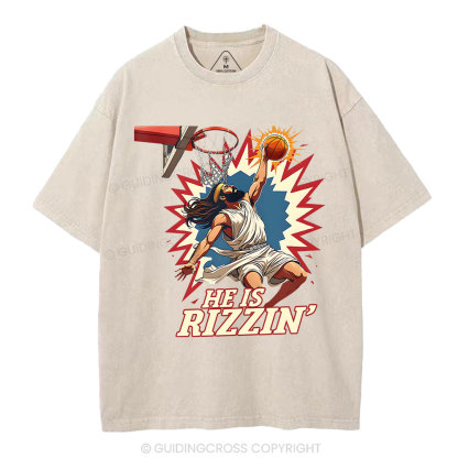 He Is Rizzen  Jesus Christian Washed T-Shirt