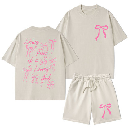 Living Proof Of A Loving God Christian Washed T-Shirt & Shorts