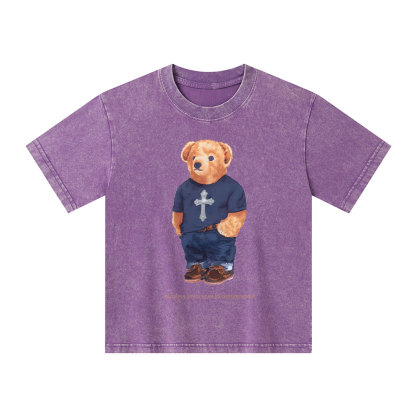 Faithful Polo Bear By Guidingcross Kid Washed T-Shirt