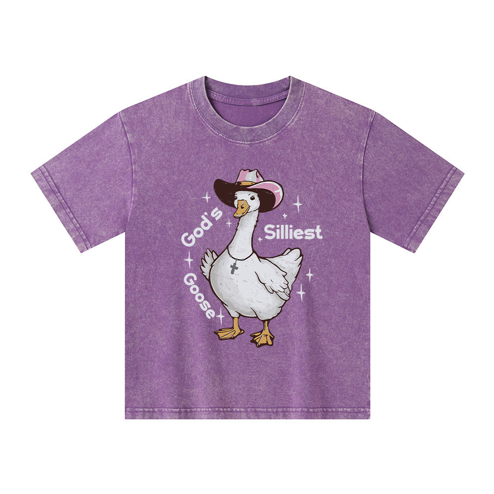 God's Silliest Goose Kid Washed T-Shirt