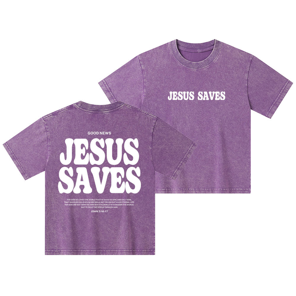 Jesus Saves Kid Washed T-Shirt