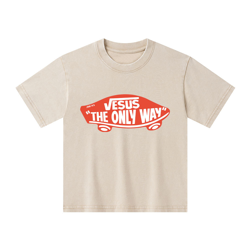 Jesus The Only Way Kid Washed T-Shirt