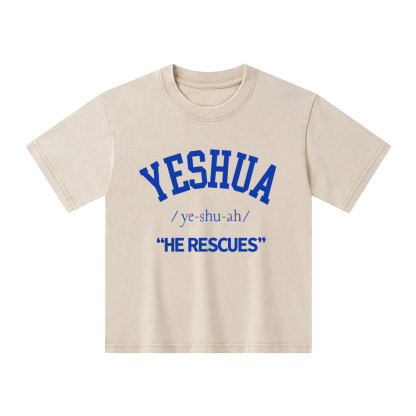 Yeshua He Rescues Kid Washed T-Shirt