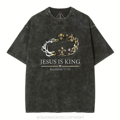 Jesus Is King Vintage Washed Christian T-Shirt