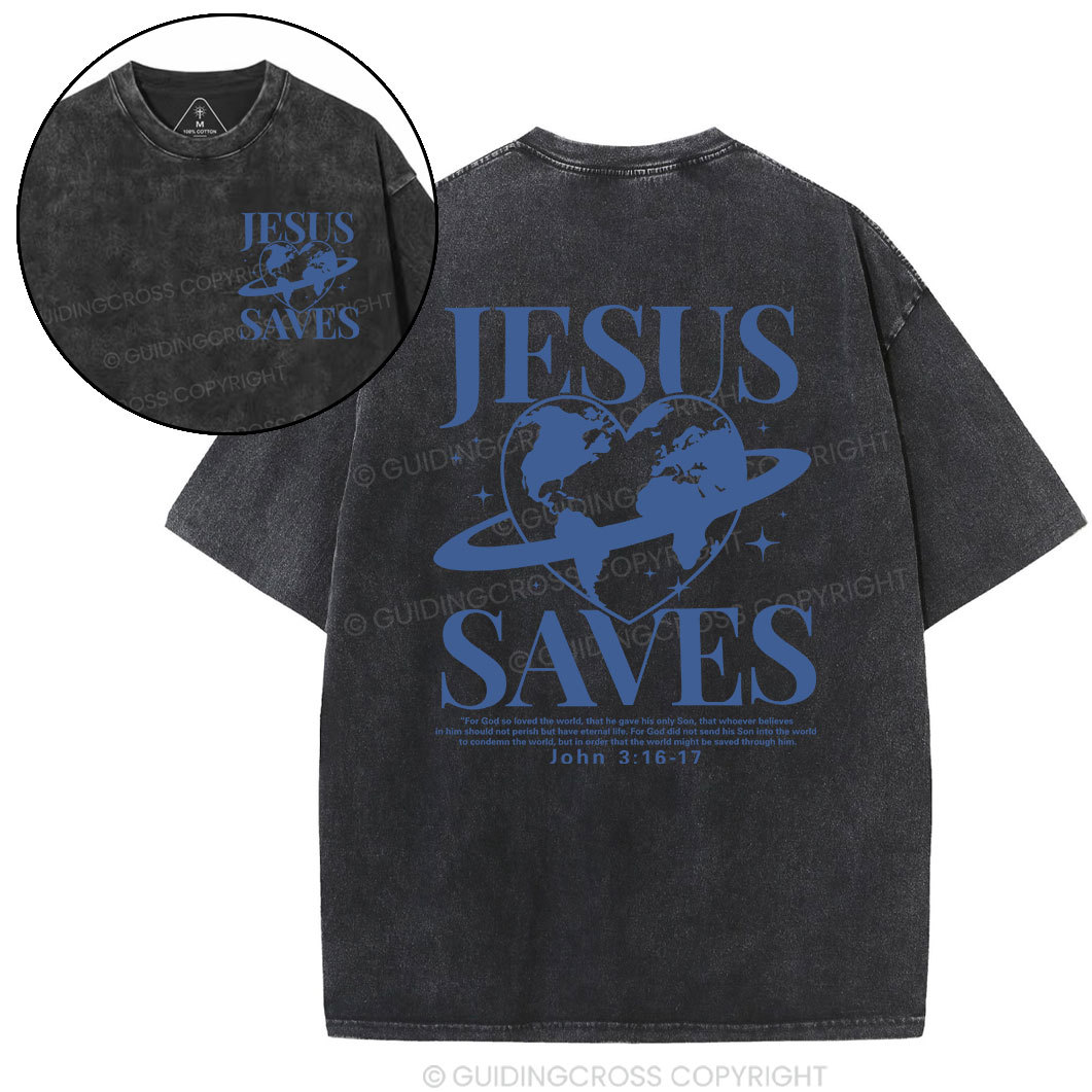 Jesus Saves Christian Washed T-Shirt