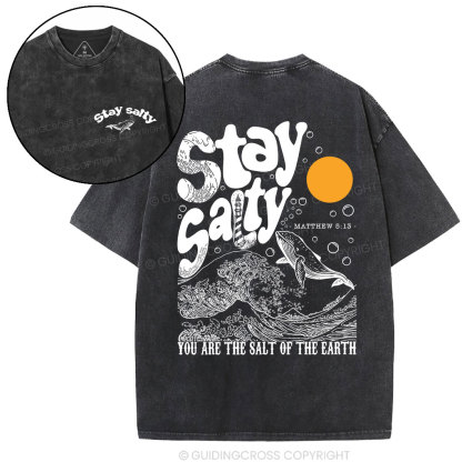Stay Salty Ocean Waves Christian Washed T-Shirt