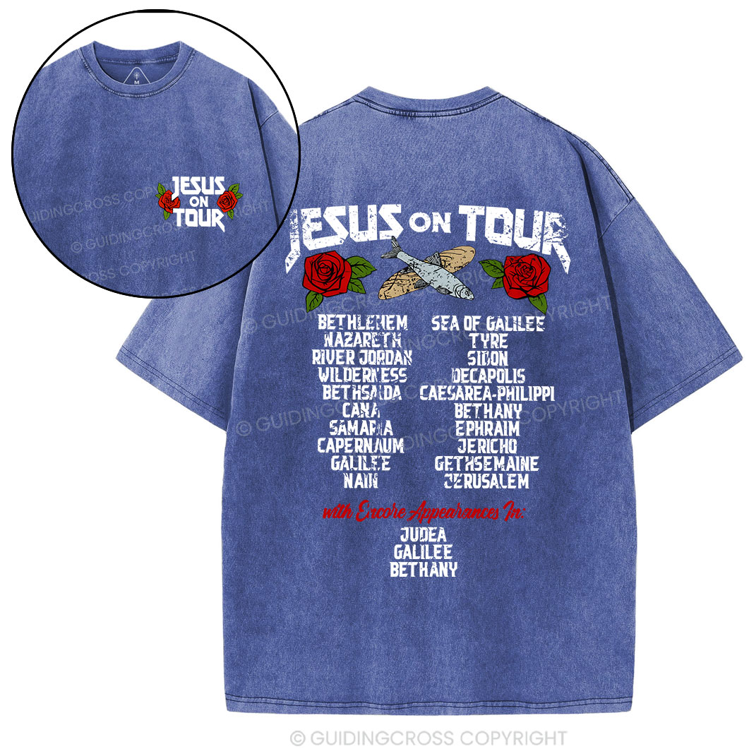 Jesus On Tour Christian Washed T-Shirt
