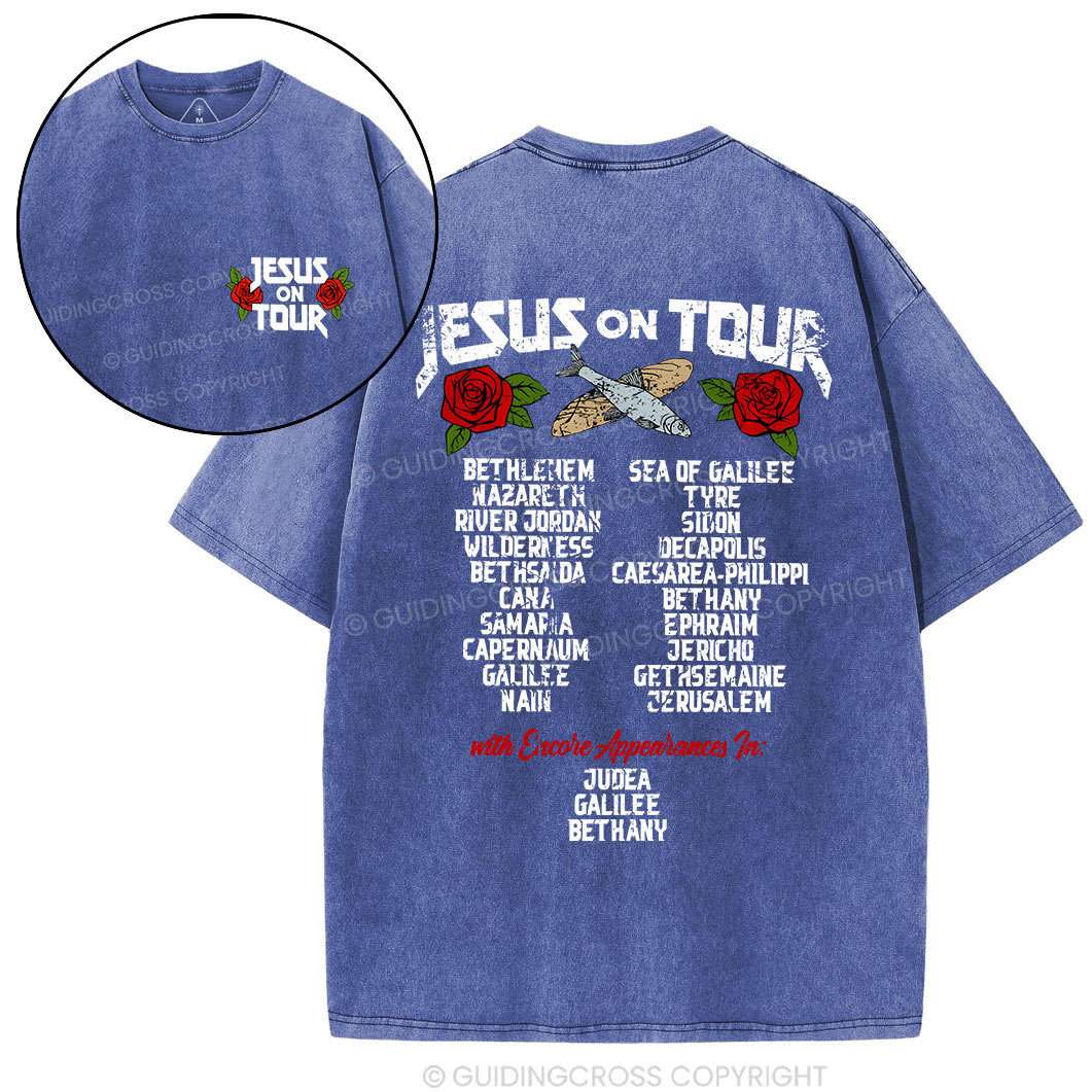 Jesus On Tour Christian Washed T-Shirt
