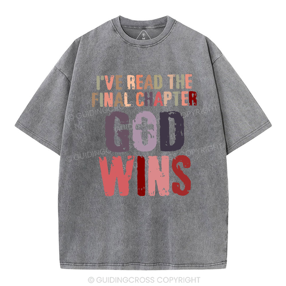 God Wins Vintage Christian Washed T-Shirt Sale - GuidingCross