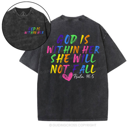 God Is Within Her She Will Not Fall Christian Washed T-Shirt