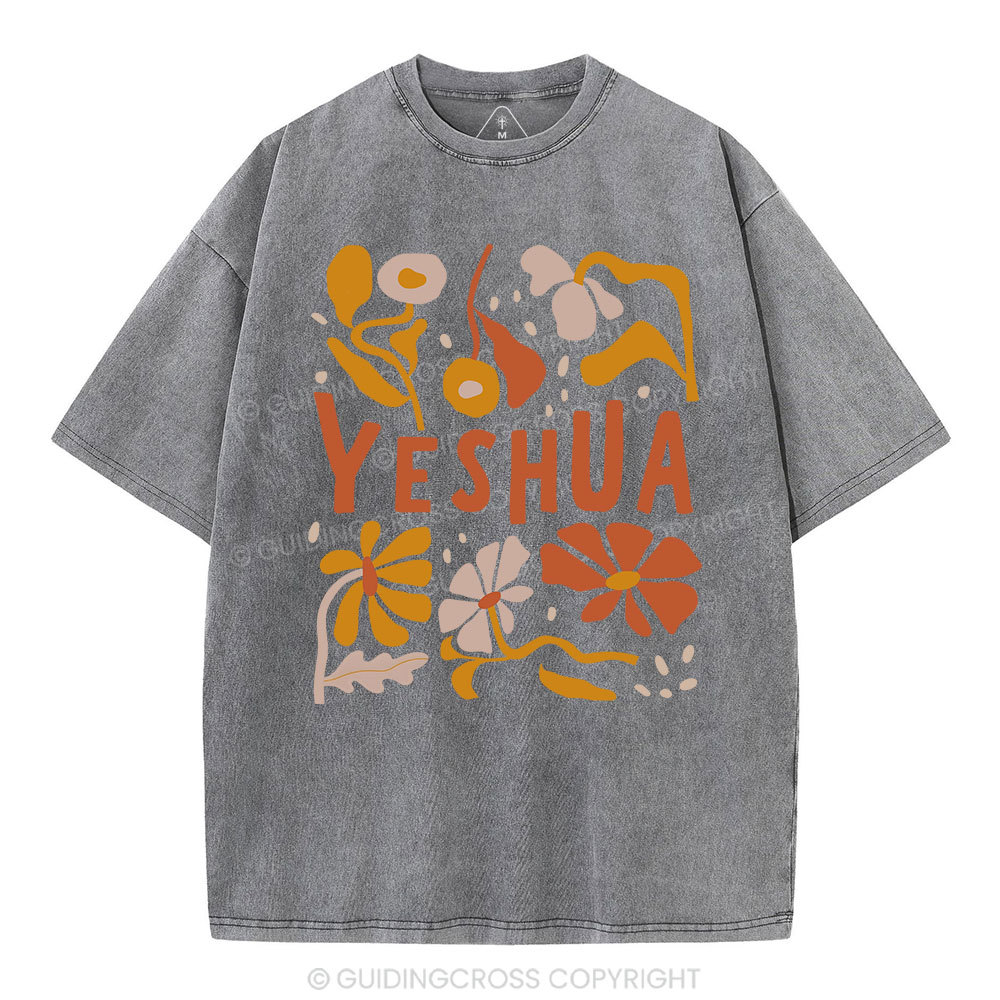 YESHUA With Floral Christian Washed T-Shirt