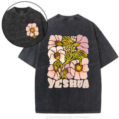 Yeshua With Flower Christian Washed T-Shirt