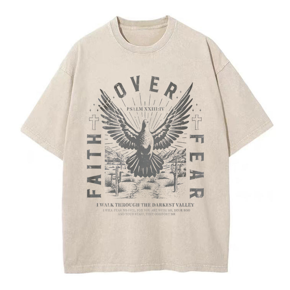 I Walk Though The Darkest Valley Christian Washed T-Shirt