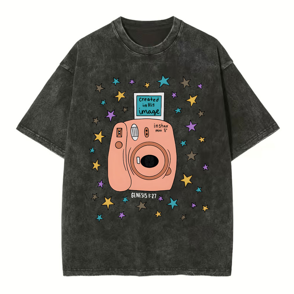 Created In His Image Christian Washed T-Shirt