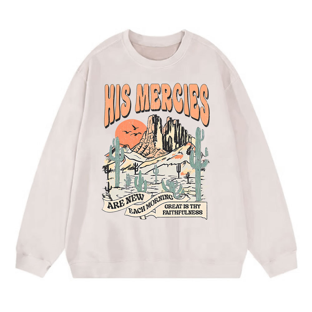 His Mercies Are New Every Morning Boho Christian Washed Sweatshirt