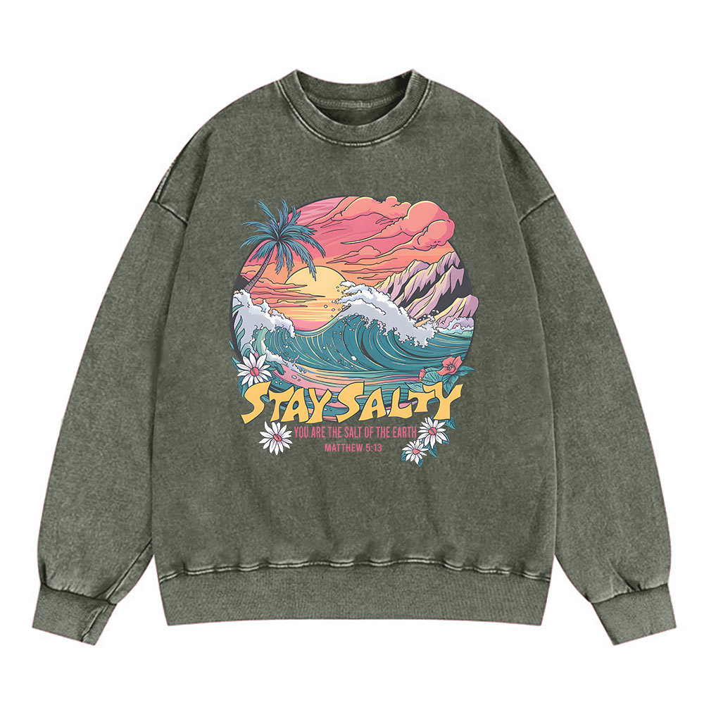 Stay Salty Christian Washed Sweatshirt