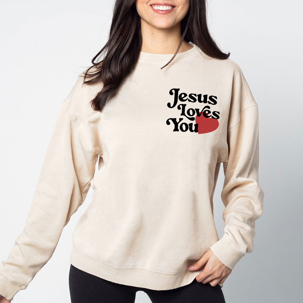 Good New Jesus Love You Chrsitian Washed Sweatshirt