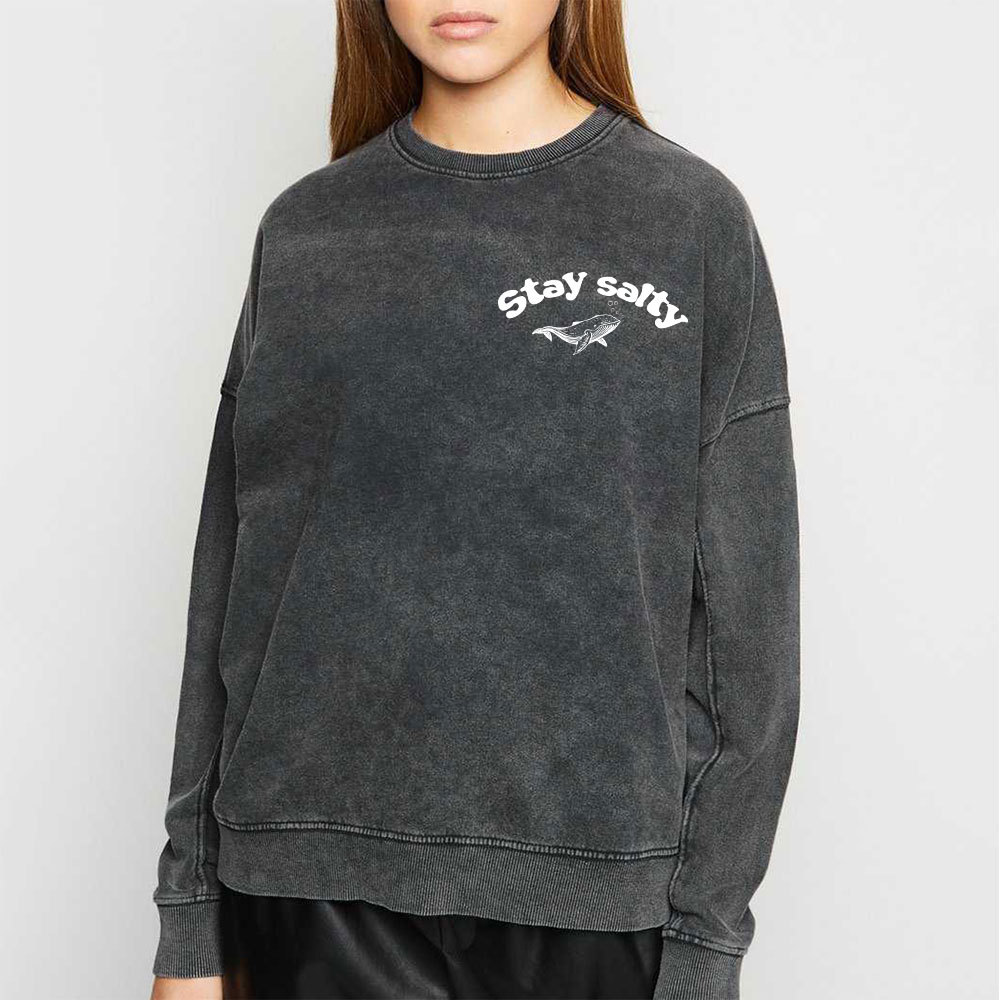Stay Salty Ocean Waves Christian Washed Sweatshirt