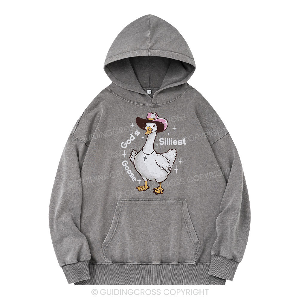 God's Silliest Goose Christian Washed Hoodie 