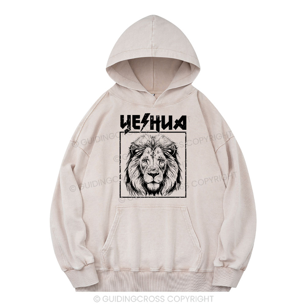Retro Yeshua Lion Christian Washed Hoodie 