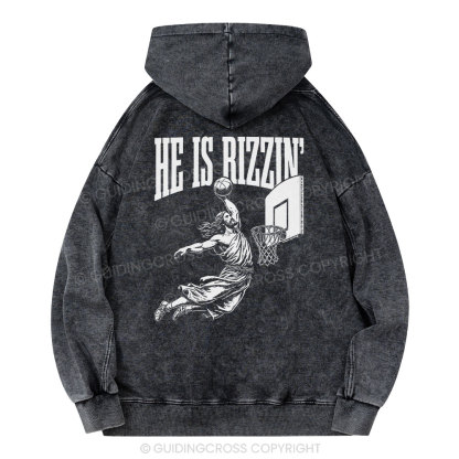 He Is Rizzin Christian Washed Hoodie 