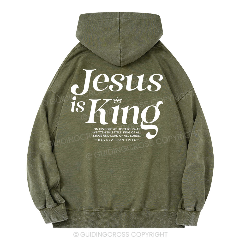 Jesus Is King Christian Washed Hoodie 