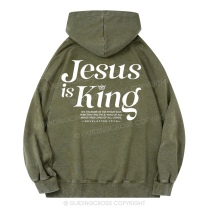 Jesus Is King Christian Washed Hoodie 