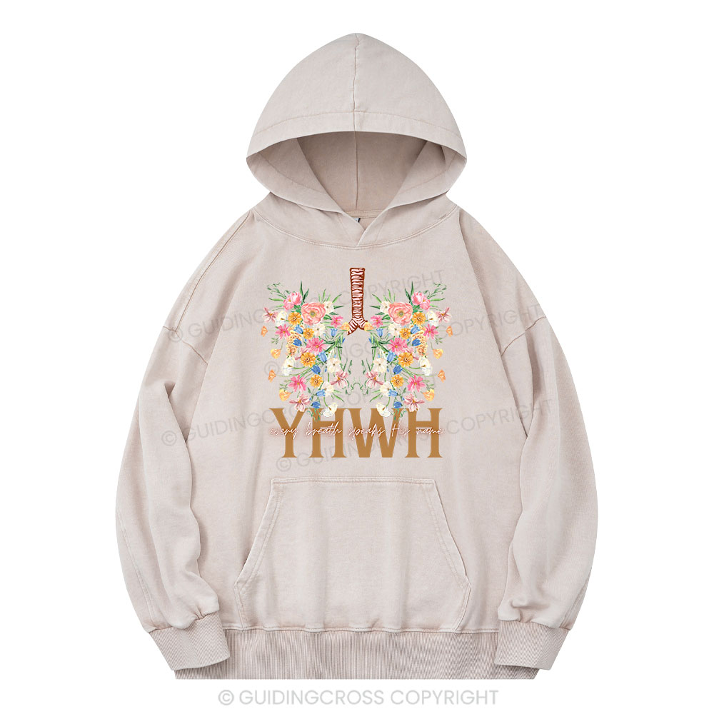 YHWH Floral Christian Washed Hoodie 