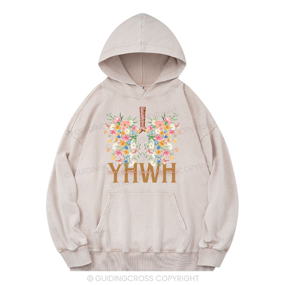 YHWH Floral Christian Washed Hoodie 