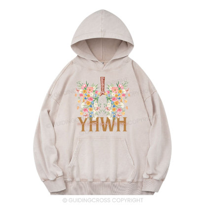YHWH Floral Christian Washed Hoodie 