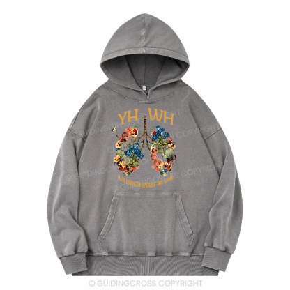YHWH Our Breath Speaks His Name Christian Washed Hoodie 