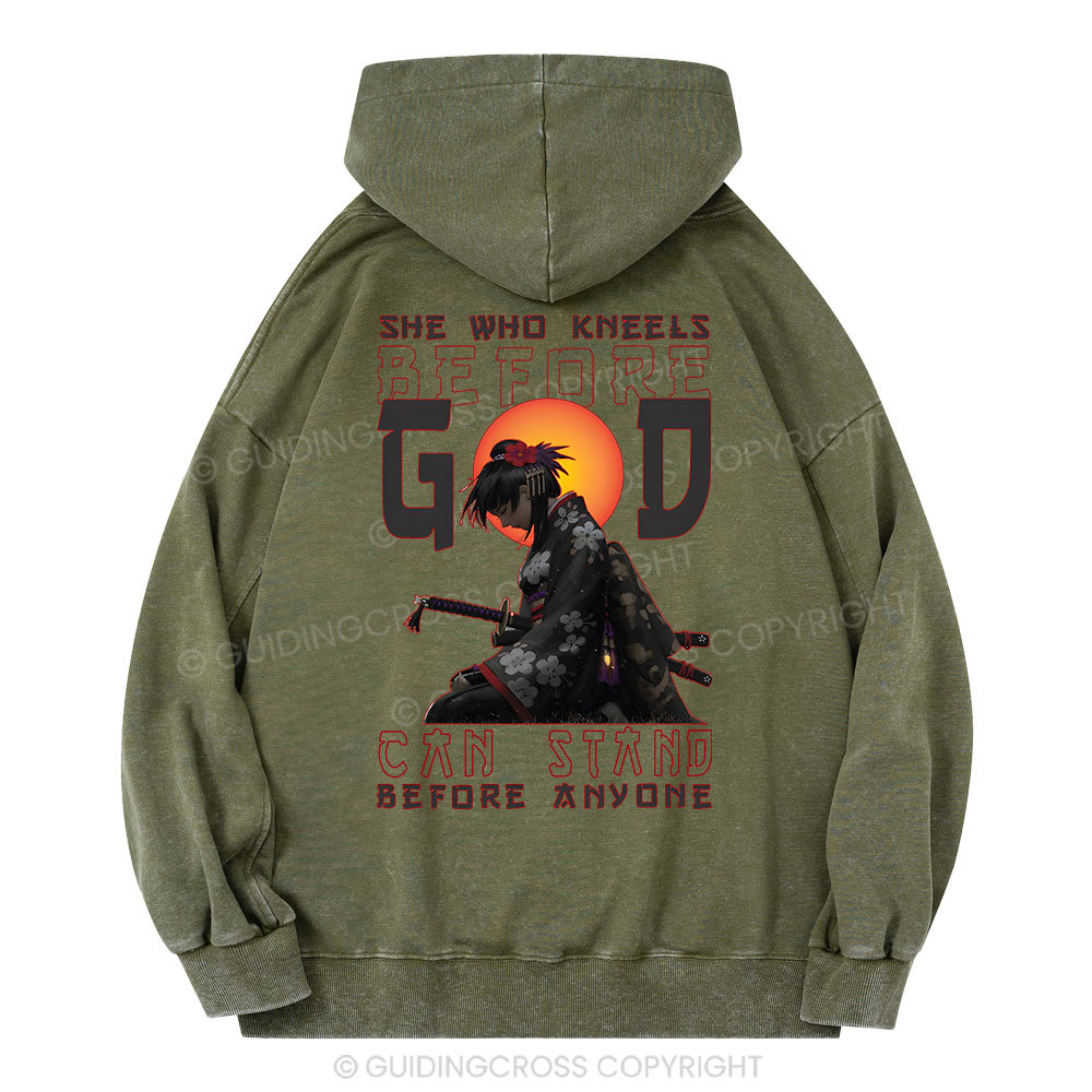 She Who Kneels Before God Christian Washed Hoodie