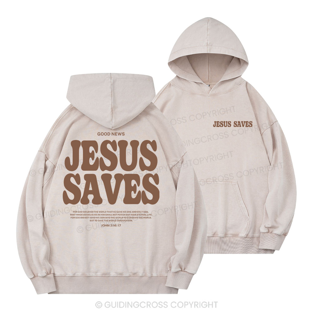 Jesus Saves Christian Washed Hoodie