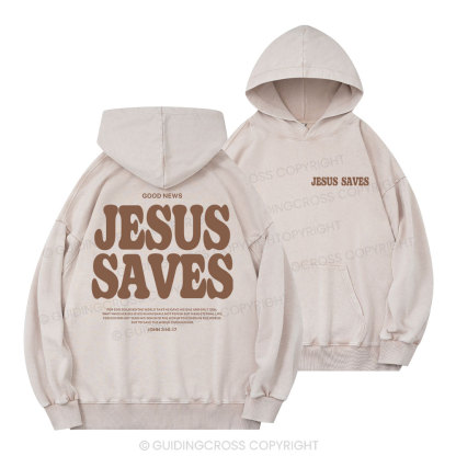Jesus Saves Christian Washed Hoodie