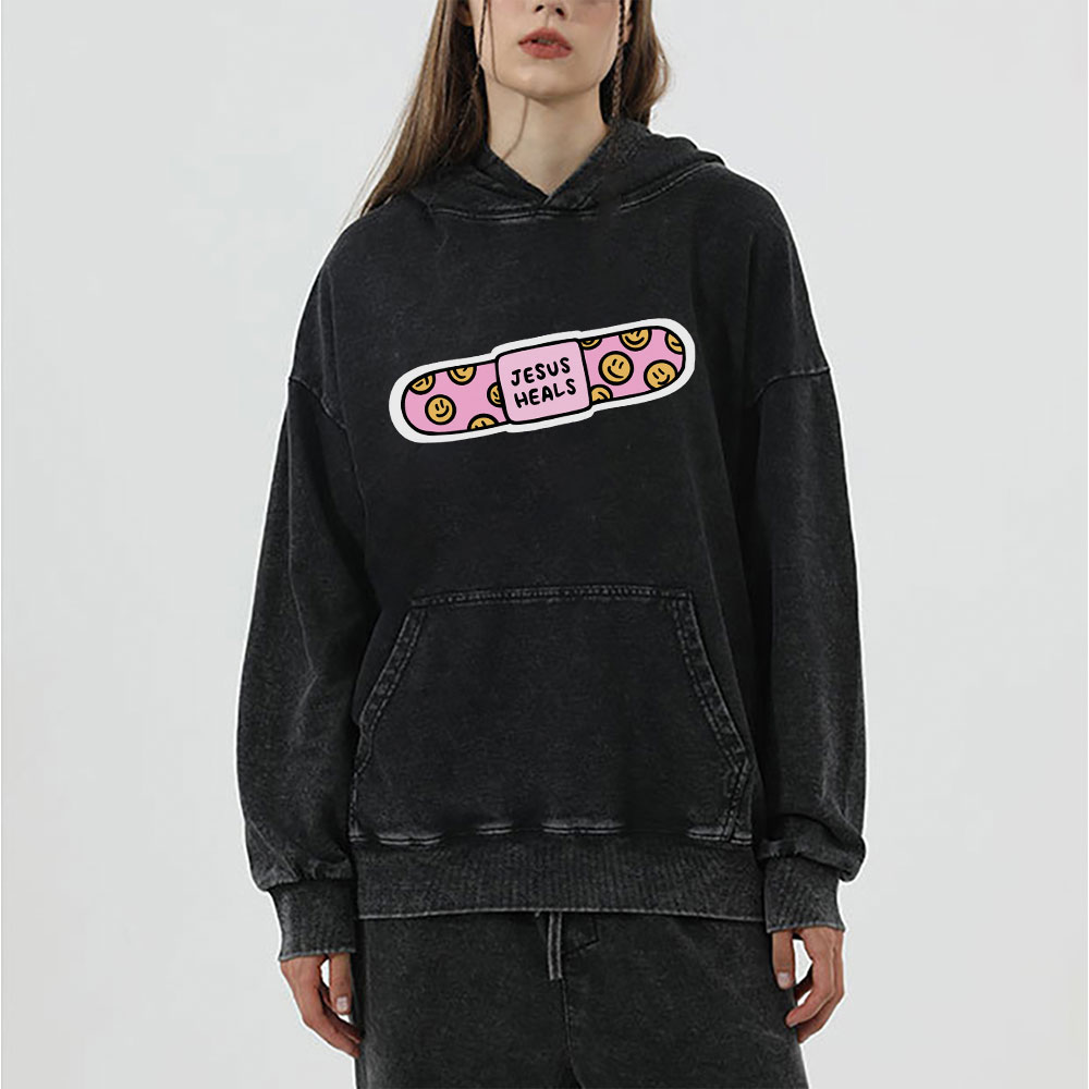 Jesus Heals Christian Washed Hoodie