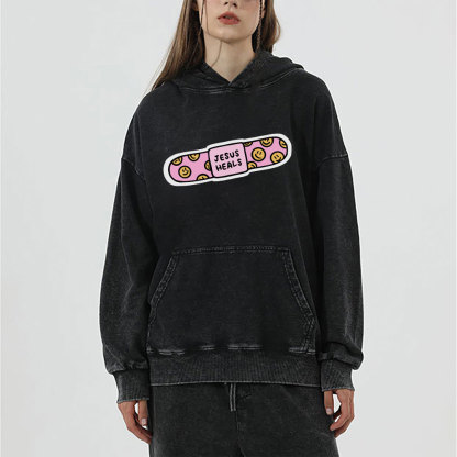 Jesus Heals Christian Washed Hoodie