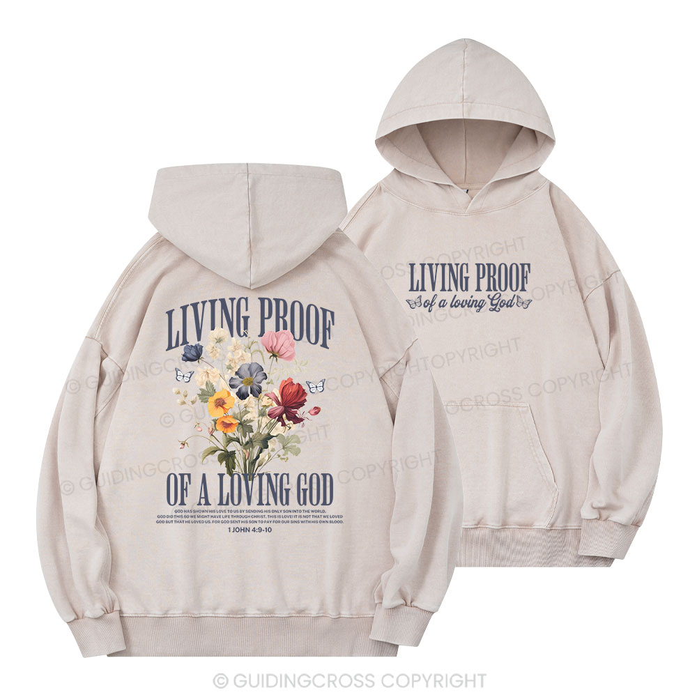 Living Proof Of A Loving God Christian Washed Hoodie