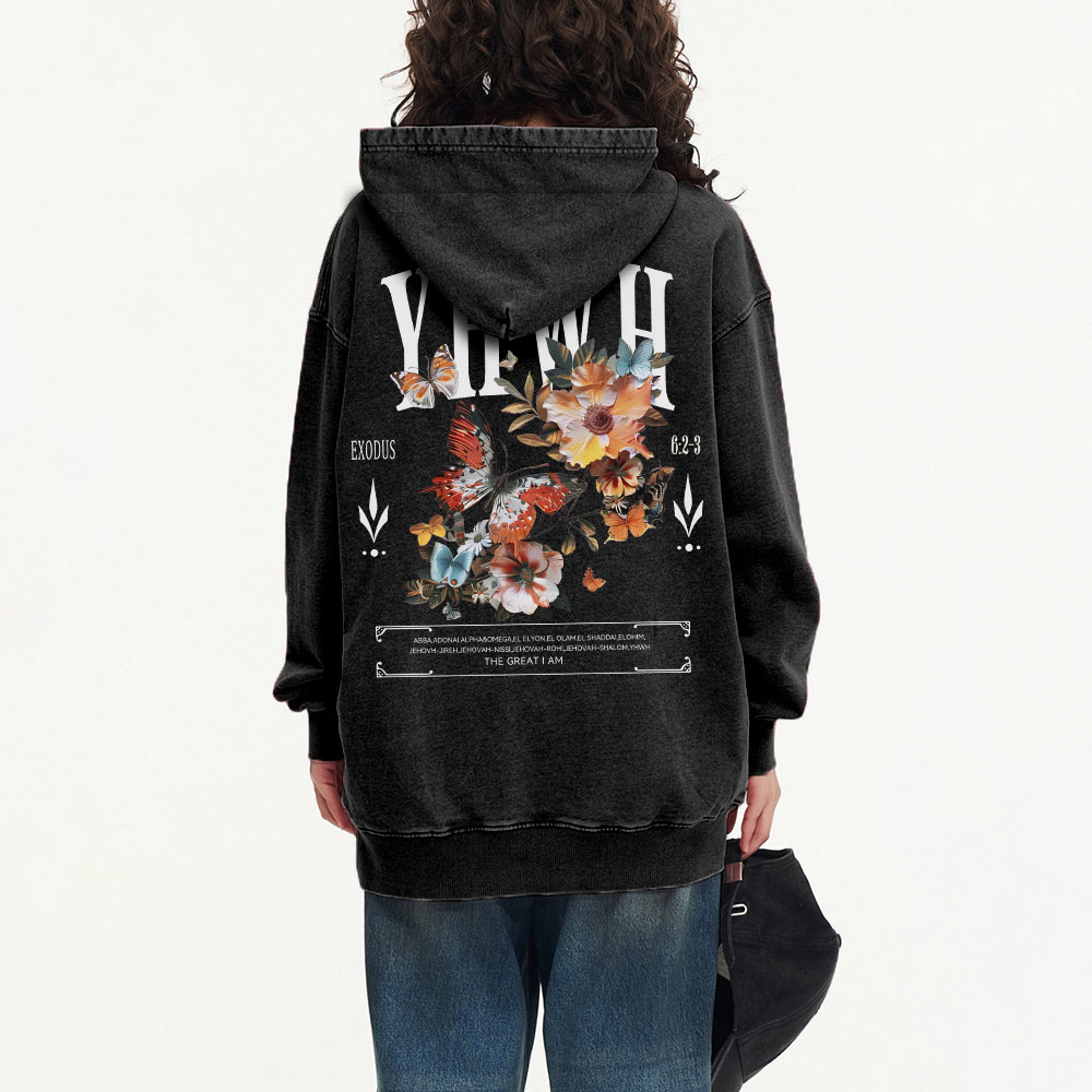 YHWH Christian Washed Hoodie