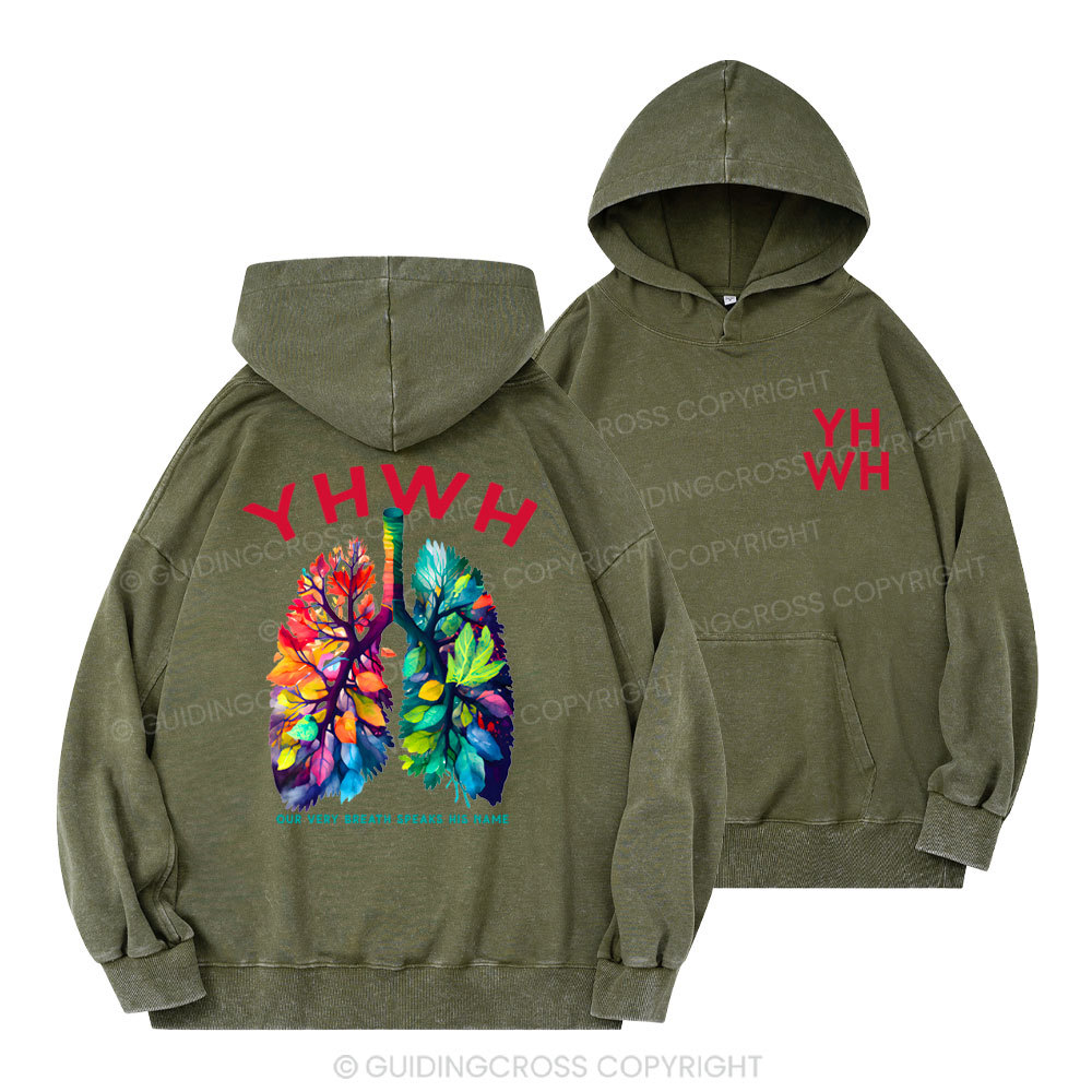 YHWH Leaf Christian Washed Hoodie