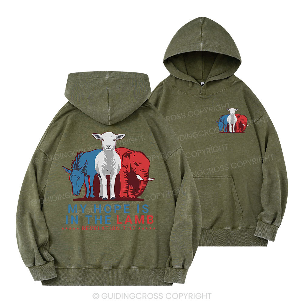My Hope Is In The Lamb Christian Washed Hoodie