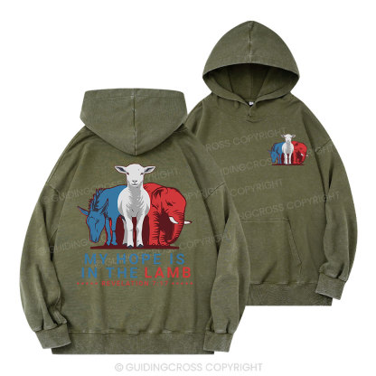 My Hope Is In The Lamb Christian Washed Hoodie